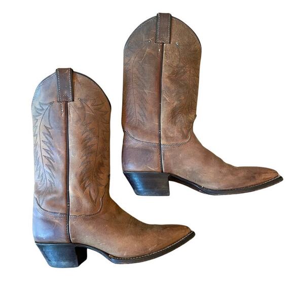 Justin Western Cowboy Boots‎ Brown Leather 7.5 C USA main image 9